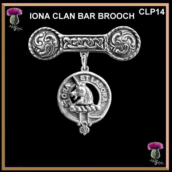 Ramsay Clan Crest Iona Bar Brooch - Sterling Silver