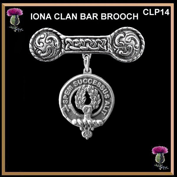 Ross Clan Crest Iona Bar Brooch - Sterling Silver