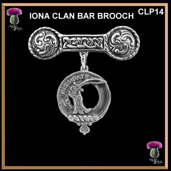 Scrymgeour Clan Crest Iona Bar Brooch - Sterling Silver