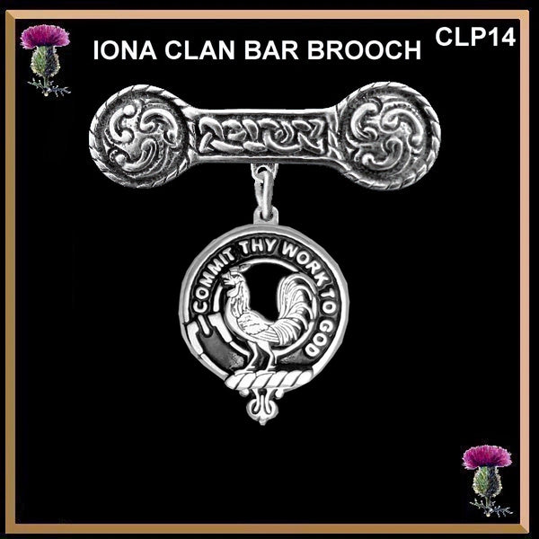 Sinclair Clan Crest Iona Bar Brooch - Sterling Silver