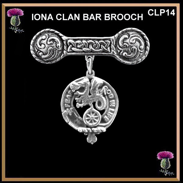 Somerville Clan Crest Iona Bar Brooch - Sterling Silver