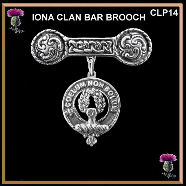 Stevenson Clan Crest Iona Bar Brooch - Sterling Silver