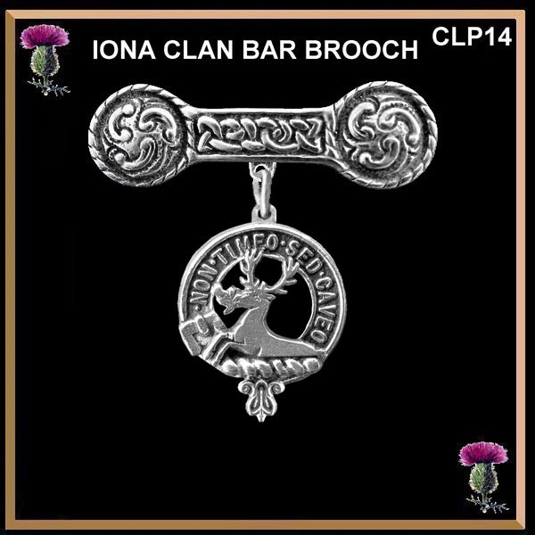 Strachan Clan Crest Iona Bar Brooch - Sterling Silver