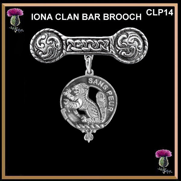 Sutherland Clan Crest Iona Bar Brooch - Sterling Silver