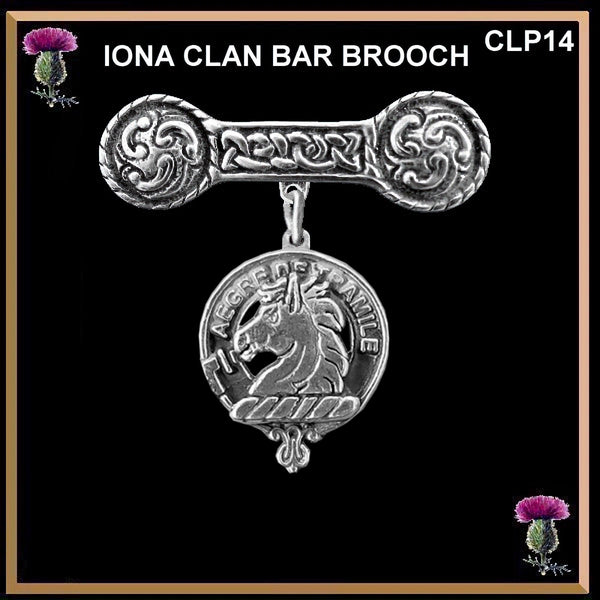 Tait Clan Crest Iona Bar Brooch - Sterling Silver