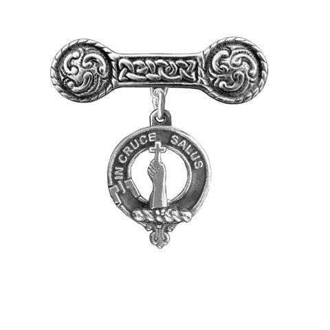 Taylor Clan Crest Iona Bar Brooch - Sterling Silver