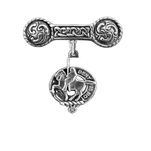 Thompson Clan Crest Iona Bar Brooch - Sterling Silver