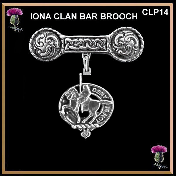 Thompson Clan Crest Iona Bar Brooch - Sterling Silver