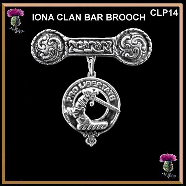 Wallace Clan Crest Iona Bar Brooch - Sterling Silver