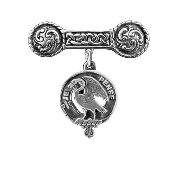 Wemyss Clan Crest Iona Bar Brooch - Sterling Silver