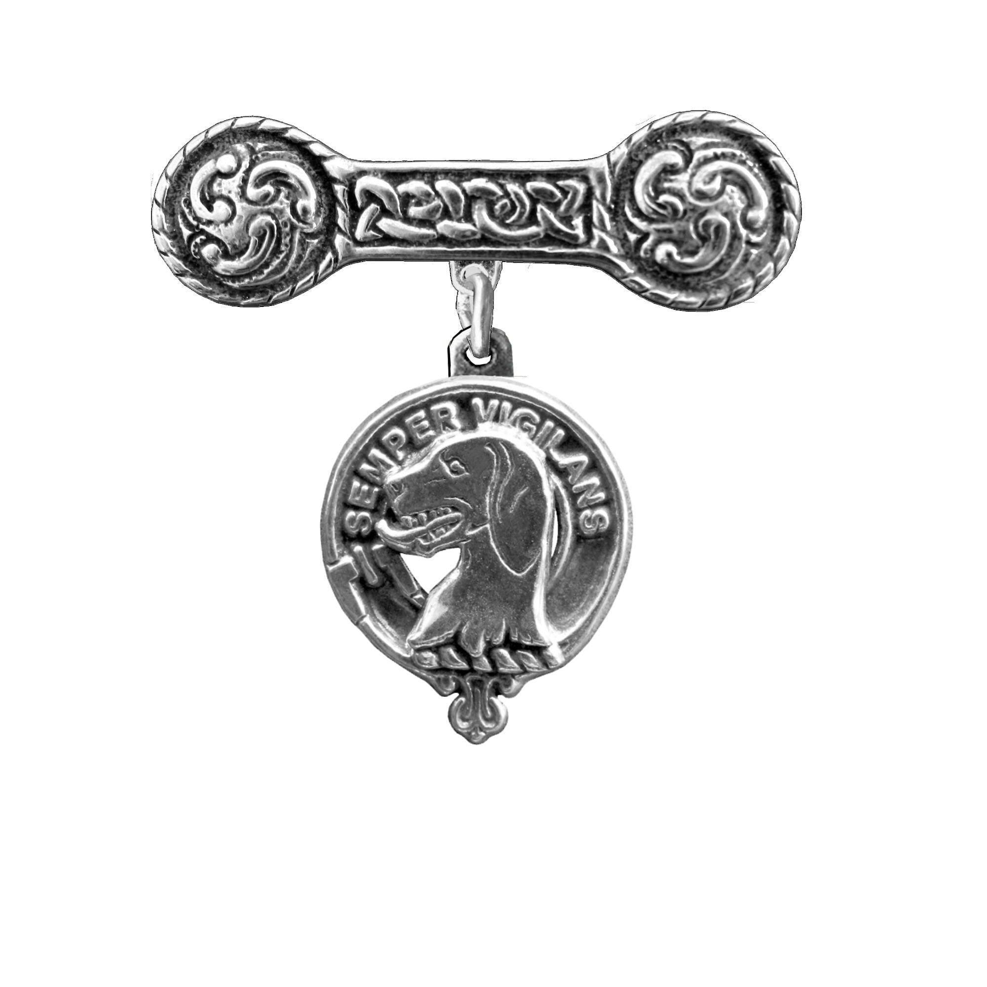 Wilson (Hound) Clan Crest Iona Bar Brooch - Sterling Silver