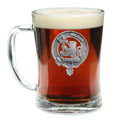 Heron Crest Badge Beer Mug, Scottish Glass Tankard