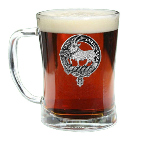 Russell (Goat Old) Clan Crest Badge Glass Beer Mug
