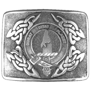 Geddes Saltoun Clan Crest Interlace Kilt Buckle, Scottish Badge