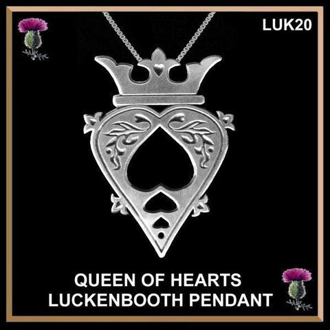 Queen Of Hearts Luckenbooth Pendant Heart Crown Scottish Wedding Necklace