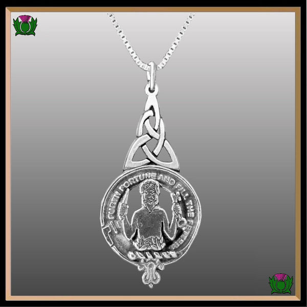 Stewart Athol Clan Crest Interlace Drop Pendant