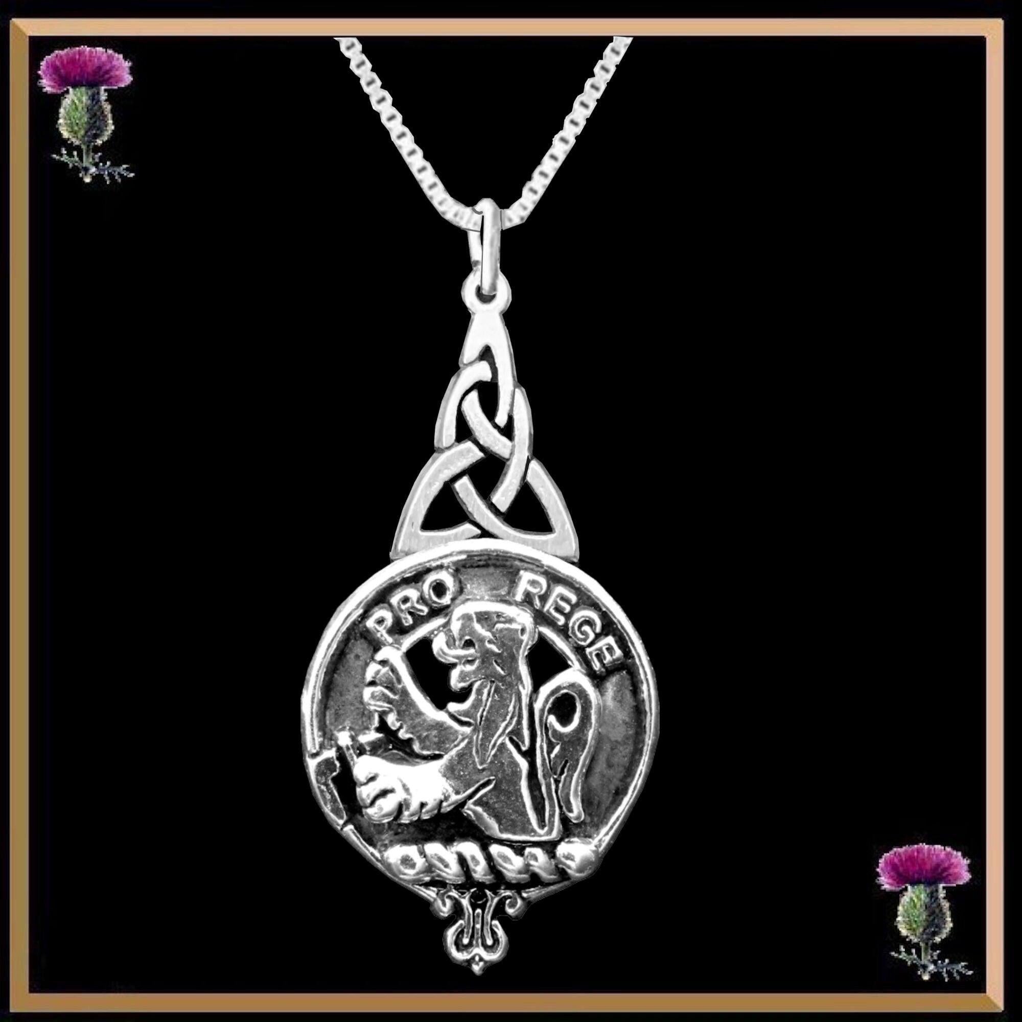 MacFie Clan Crest Interlace Drop Pendant