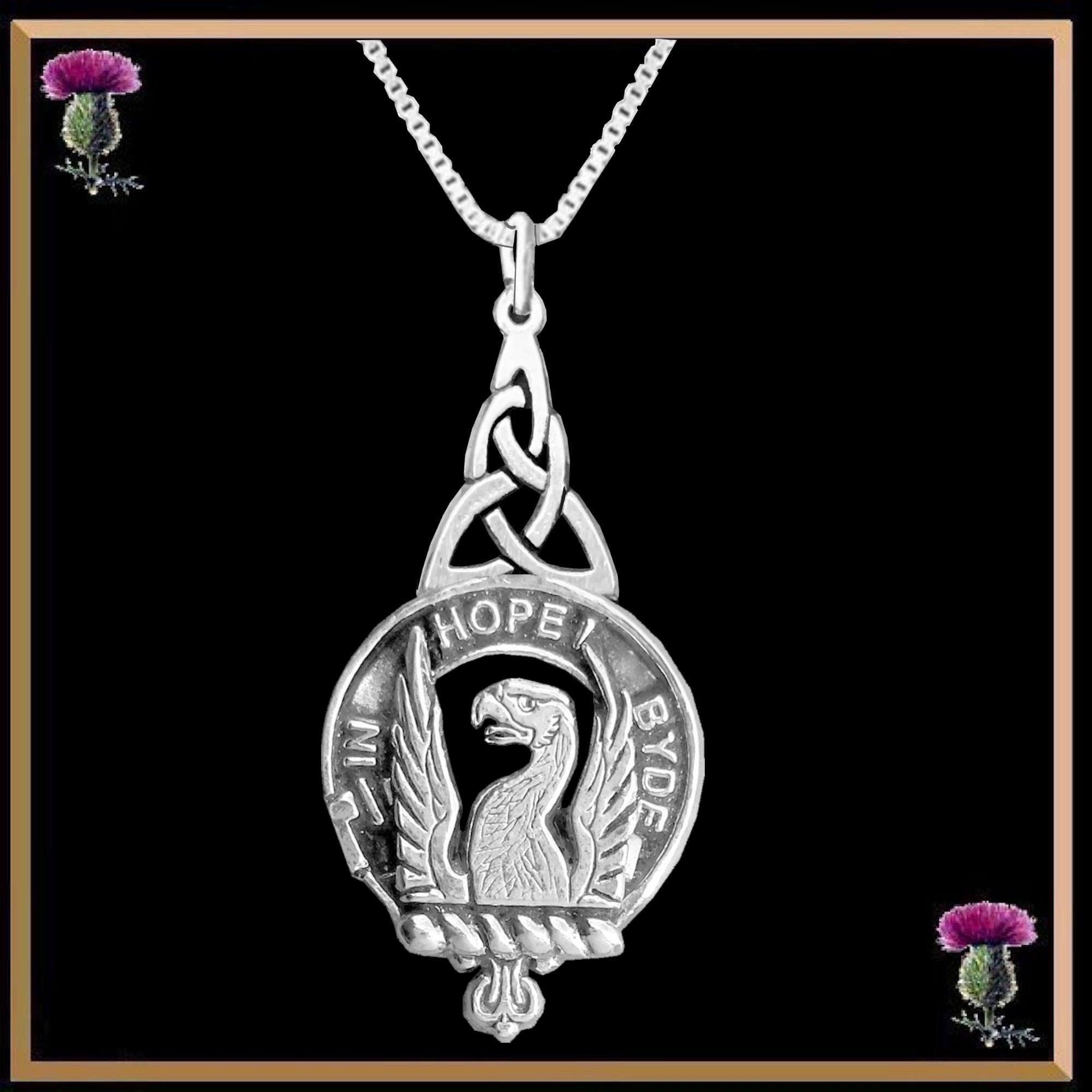 MacIain Clan Crest Interlace Drop Pendant