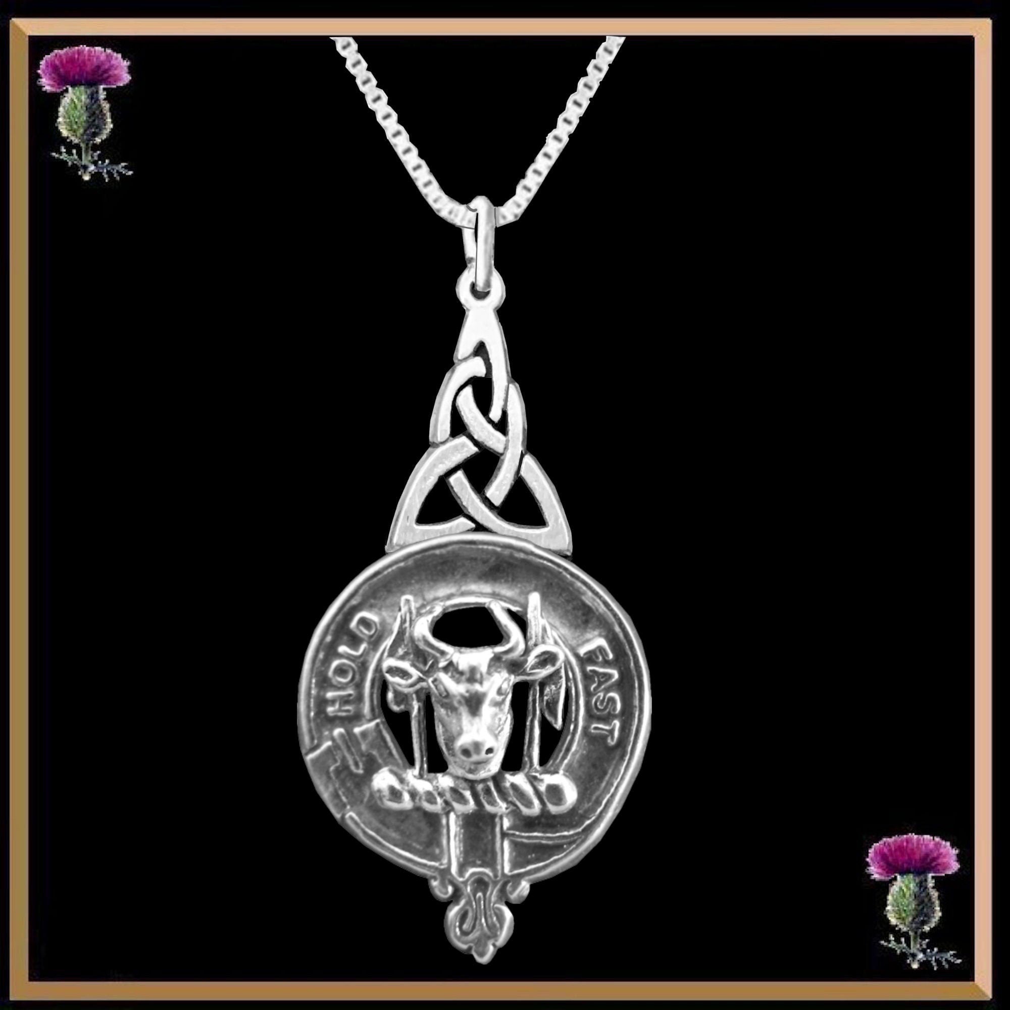 MacLeod (Harris) Clan Crest Interlace Drop Pendant