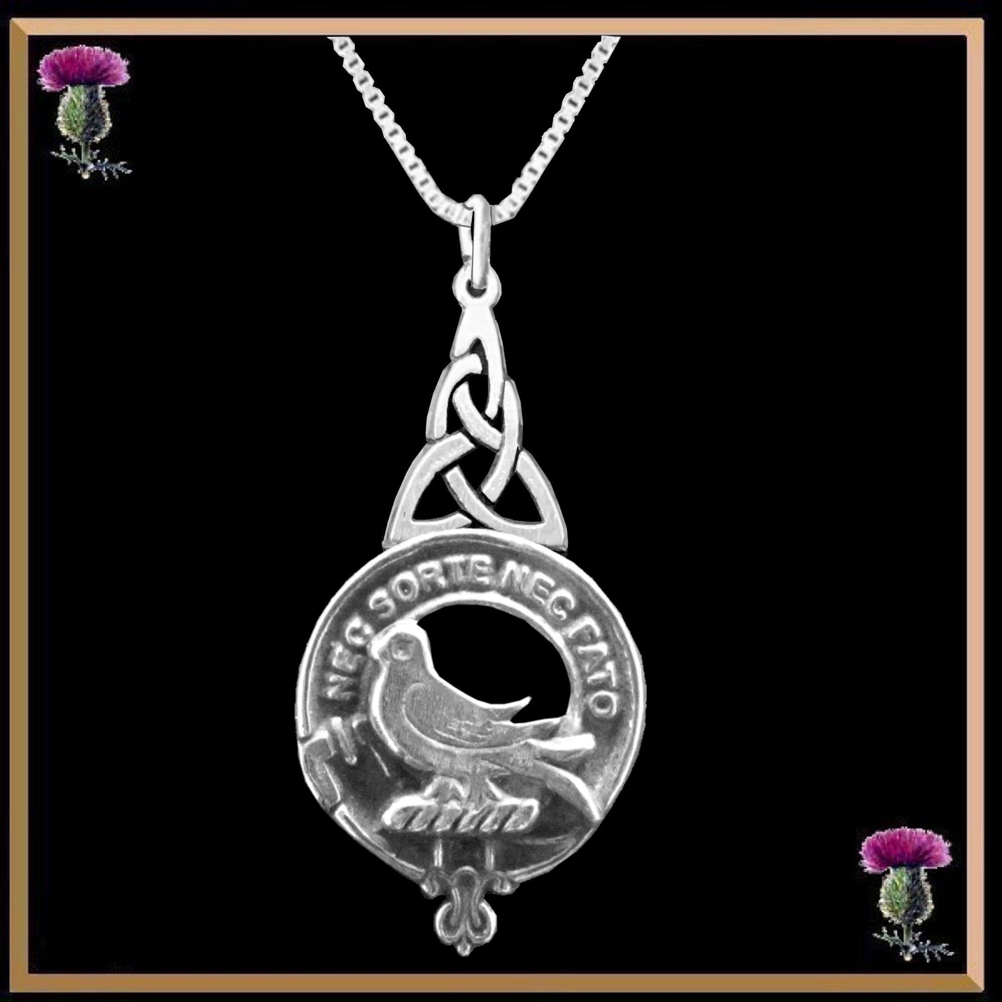 Rutherford Clan Crest Interlace Drop Pendant