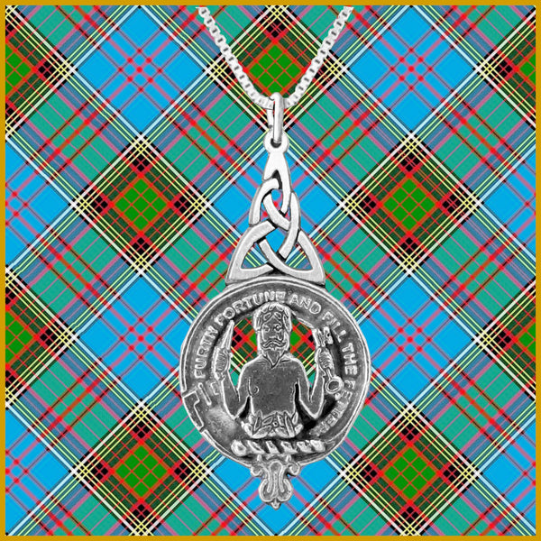 Stewart Athol Clan Crest Interlace Drop Pendant