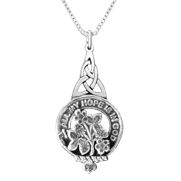 Fraser Saltoun Clan Crest Interlace Drop Pendant