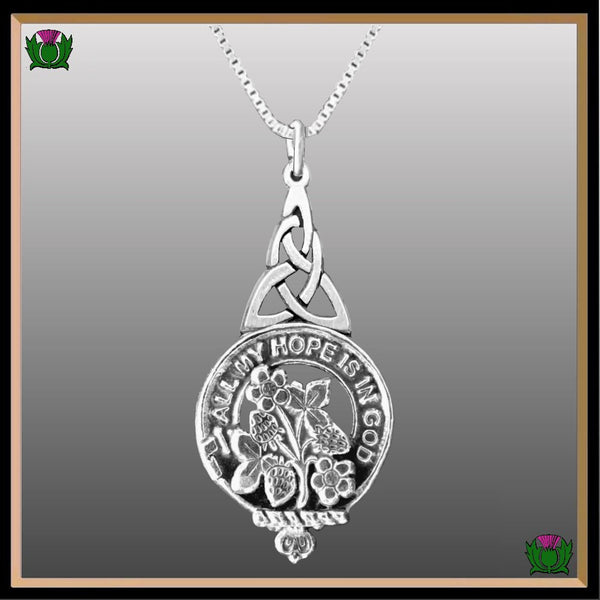 Fraser Saltoun Clan Crest Interlace Drop Pendant