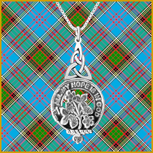 Fraser Saltoun Clan Crest Interlace Drop Pendant