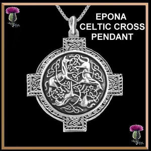 Epona Horses Cross Pendant - Sterling Silver