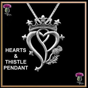 Luckenbooth Hearts and Thistle Pendant Scottish Wedding Necklace