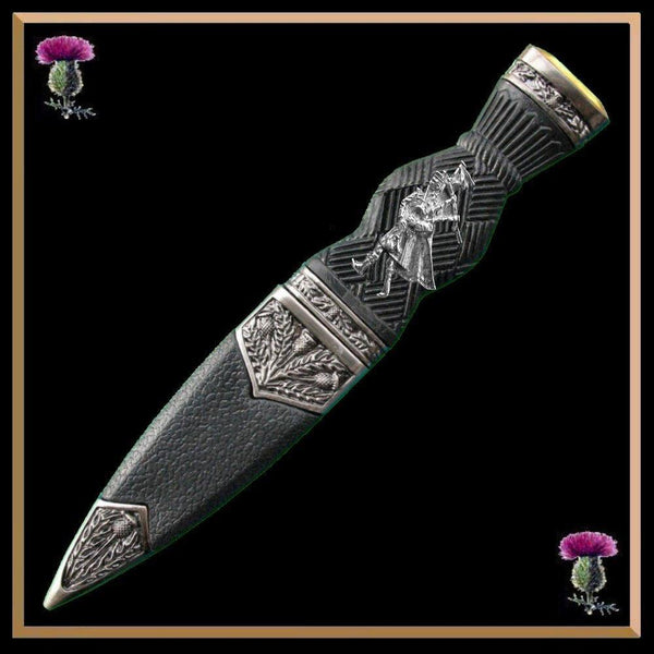 Walking Piper Sgian Dubh, Scottish Dirk, Highland Piper - Sterling Silver