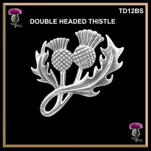 Double headed Scottish thistle brooch in sterling silver