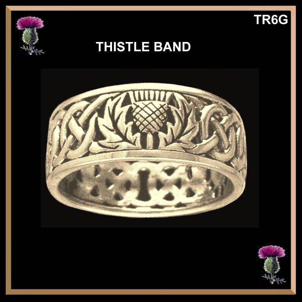 Wild Thistle Ring Gold Scottish Emblem Wedding Band TR6G