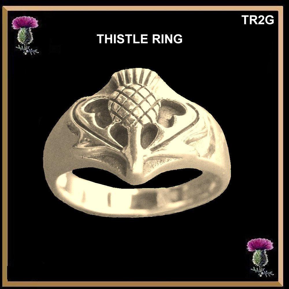10K Gold Scottish Thistle Ring Raised Relief Scotland Emblem