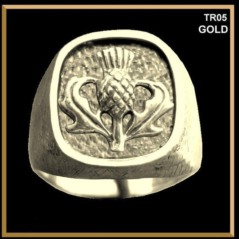 Thistle Inset Ring Scottish 10K Solid Gold  TR05