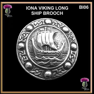 Iona Viking Long Ship Celtic Brooch Galley - Sterling Silver BI06
