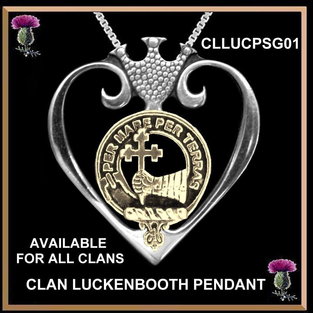 Clan Crest Luckenbooth Pendant - Sterling Silver and Gold - All Clans Available