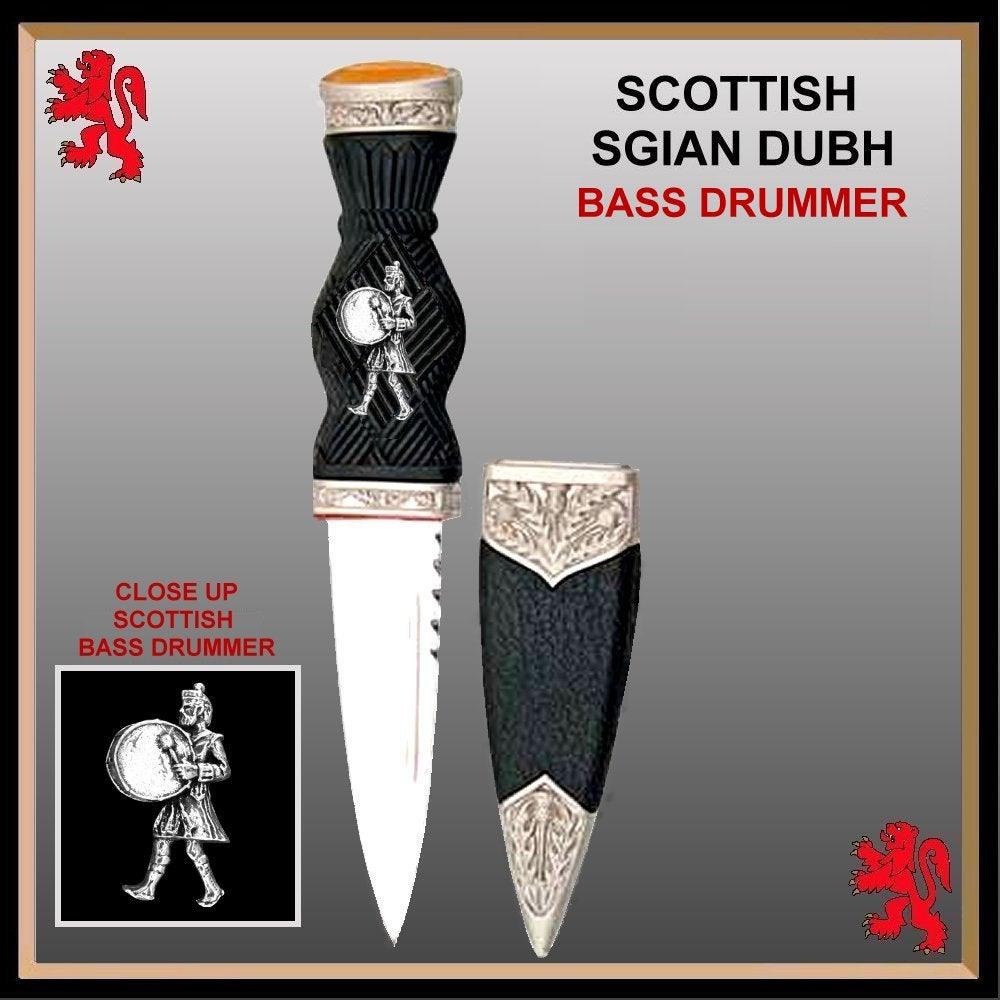 Bass Drummer Sgian Dubh, Scottish Dirk, Highland Drummer - Sterling Silver