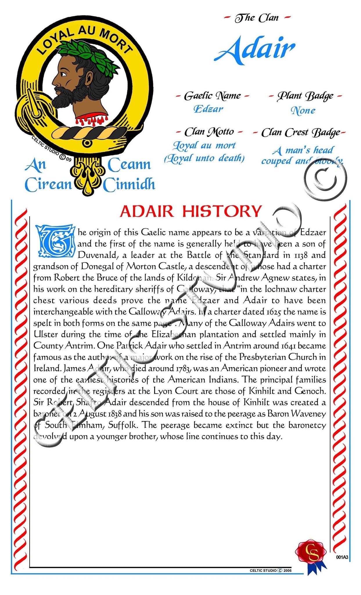 Adair Scottish Clan History