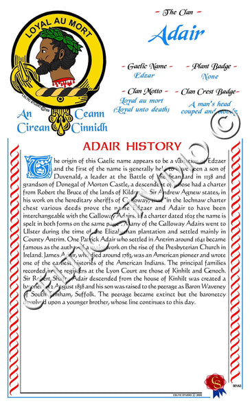 Adair Scottish Clan History