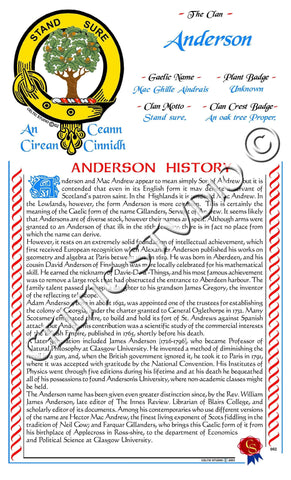 Anderson Scottish Clan History