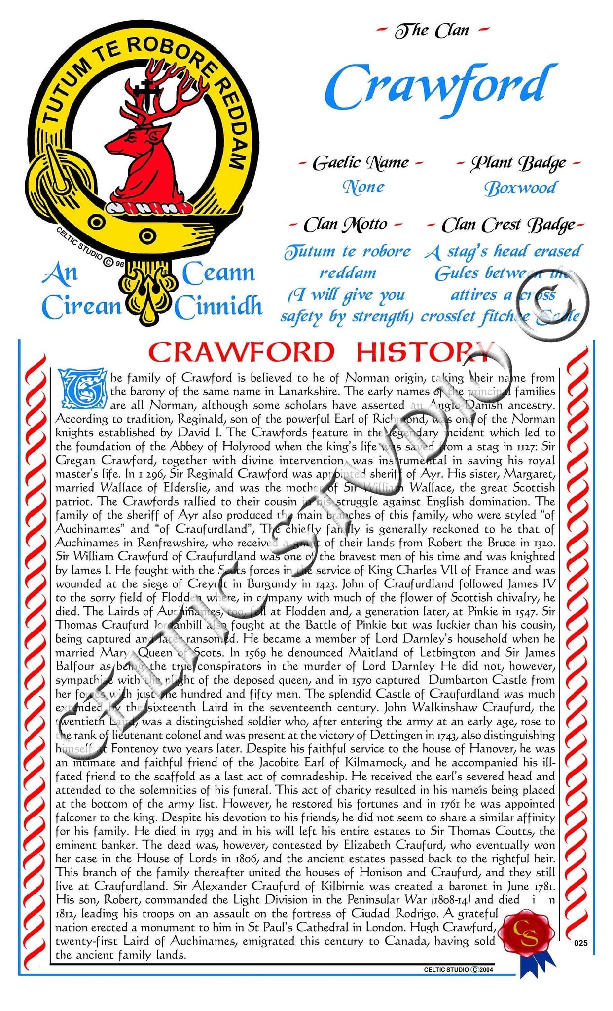 Crawford Scottish Clan History