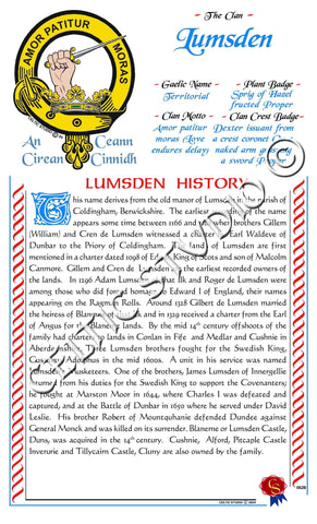 Lumsden Scottish Clan History