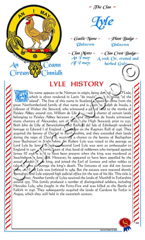 Lyle Scottish Clan History