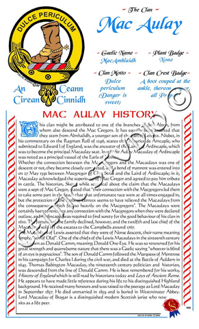 MacAulay Scottish Clan History