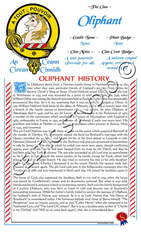 Oliphant Scottish Clan History