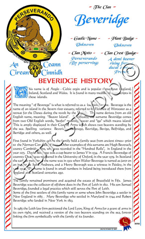 Beveridge Scottish Clan History