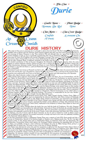 Durie Scottish Clan History