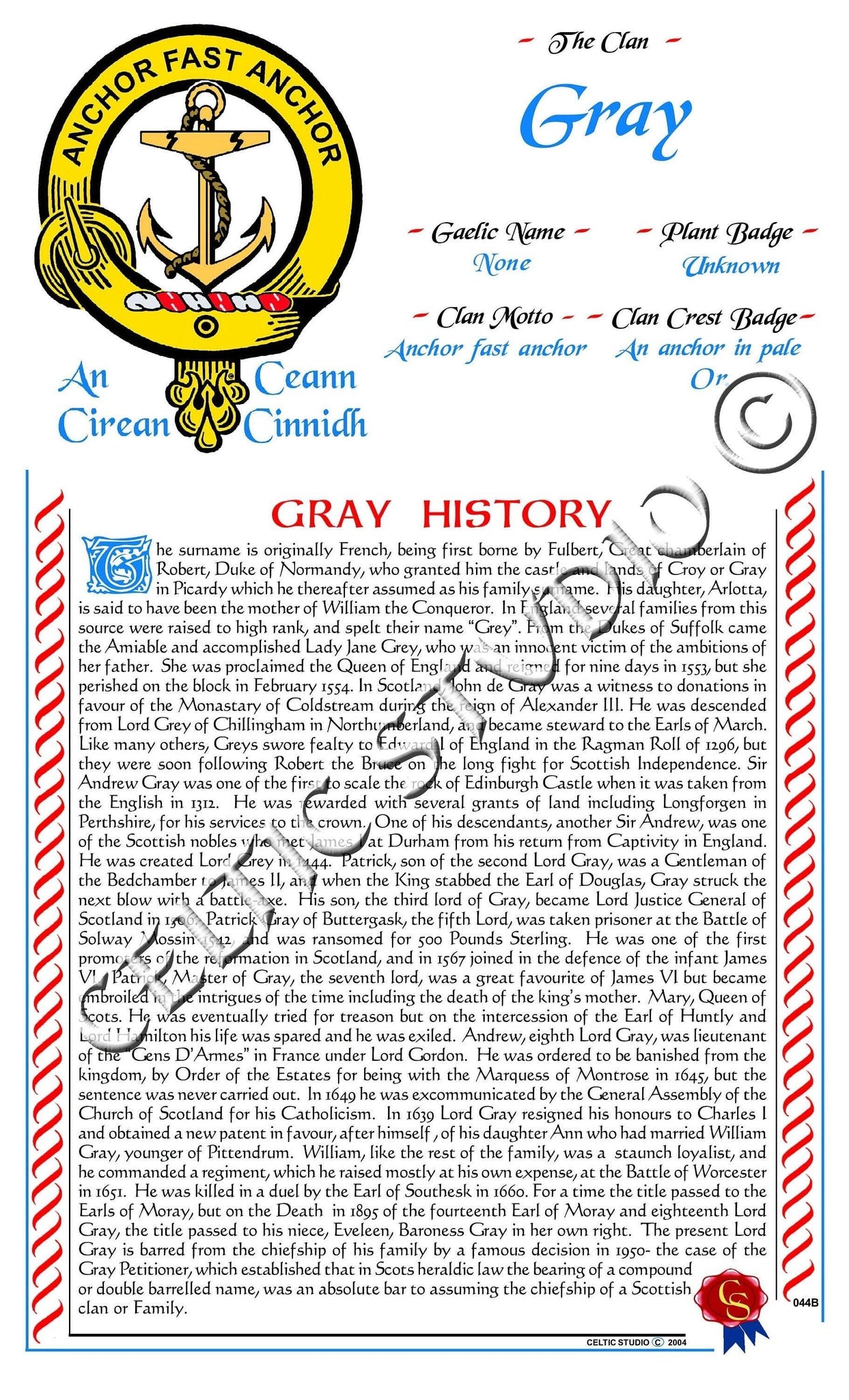 Gray Scottish Clan History