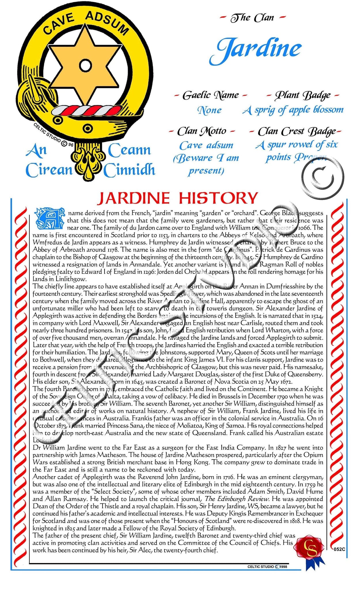 Jardine Scottish Clan History